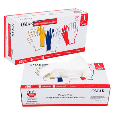 wholesale White Nitrile Examination Gloves, Large, 100 Count
