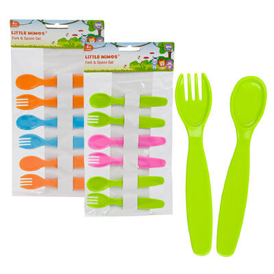 Little Mimos Fork & Spoon Set - 6 Pieces - Assorted Colors - BPA Free