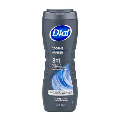 wholesale Dial Men 3-in-1 Body Hair and Face Wash, Infinite Fresh Scent, 16 oz