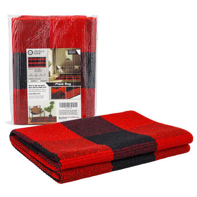 wholesale Plaid Rug, Red and Black