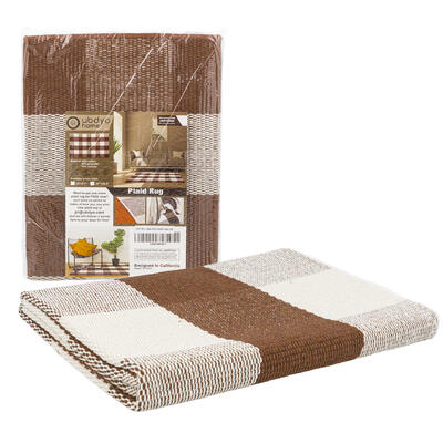 wholesale Plaid Rug, White and Brown