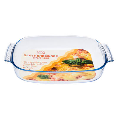 wholesale MQ Trends Glass Bakeware, 2.7L/91.3 oz, Secure Grip Handles, Clear, Durable