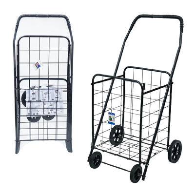 wholesale Black Folding Shopping Cart, Medium Size, Easy Storage
