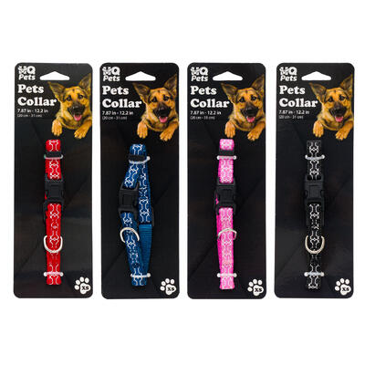 wholesale X-Small Adjustable Dog Collar, 7.87 - 12.2", Dog Bone Design, Assorted Colors