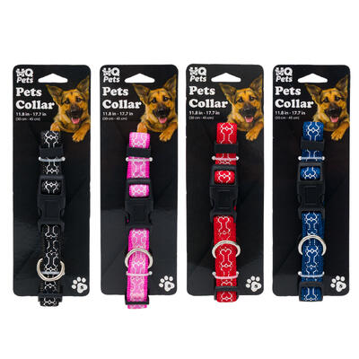 wholesale Small Adjustable Pets Collar, 11.8 - 17.7", Dog Bone Design, Assorted Colors