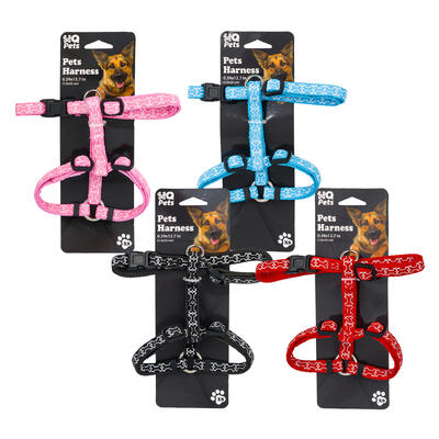 wholesale X-Small Pets Harness, 0.39 x 13.7 in, Dog Bone Pattern, Assorted Colors