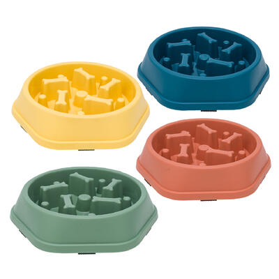 wholesale Slow Feeder Pet Bowl, Non-Slip, Round, 4 Assorted Colors