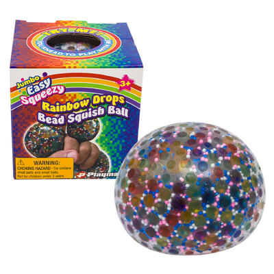 wholesale Playmaker Jumbo Easy Squeezy Rainbow Drops Bead Squish Ball