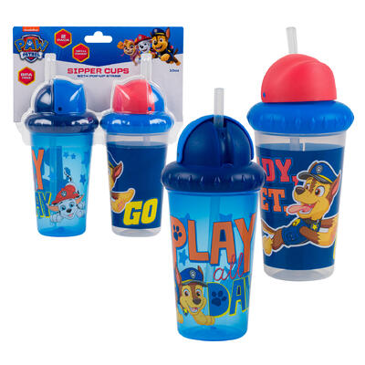 Nickelodeon Paw Patrol Sipper Cups with Pop-Up Straw - 10oz - 2 Pack - Spill Proof and BPA Free