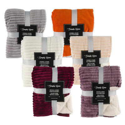 Simply Home Reversible Jacquard Throw- 50x60