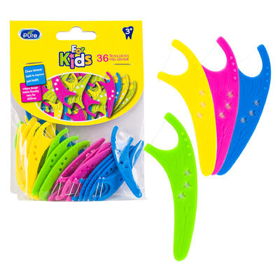 wholesale All Pure Colorful Floss Picks For Kids 36pc