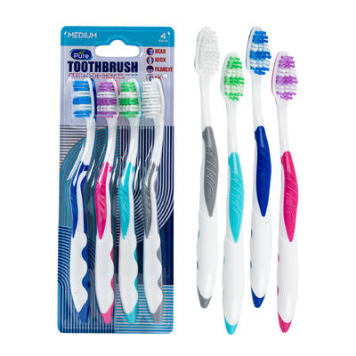 wholesale All Pure 4pk Medium Toothbrush