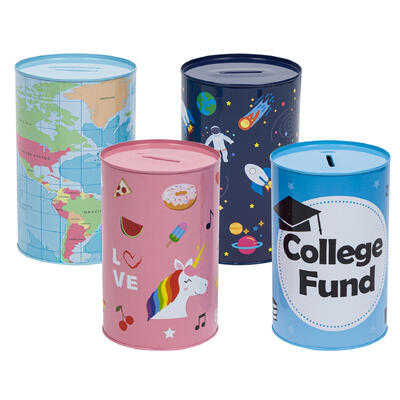 wholesale Tin Coin Savings Bank, 6", Assorted Colors, Fun & Durable