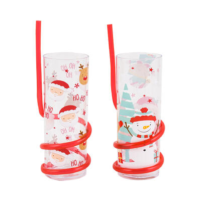 wholesale Party World Seasons Greetings Tumbler with Spiral Straw, 12 oz, Assorted