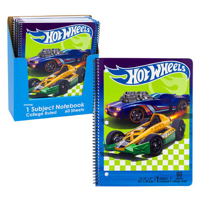 wholesale Hot Wheels College Ruled 1 Subject Notebook - 60 Sheets