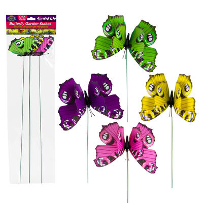 wholesale Simply Home Butterfly Garden Stakes 4 x 16 in - 4 Pack
