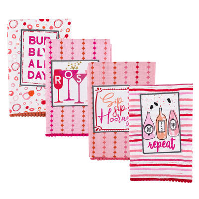 DISHTOWEL - 4 PIECES BUBBLY DRINKS DESIGN ASSORTED
