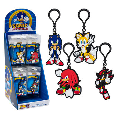 wholesale Sonic the Hedgehog Keychain Display, 4 Assorted Characters