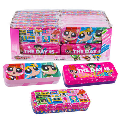 wholesale PowerPuff Girls Tin Pencil Case 8.5", Assorted