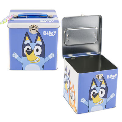 wholesale Bluey Tin Cube Carry-All Container with Handle