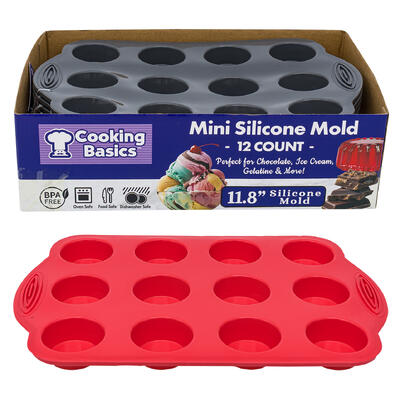 wholesale Cooking Basics Mini Silicone Mold, 12 Count, 11.8 in, Assorted Colors, BPA Free