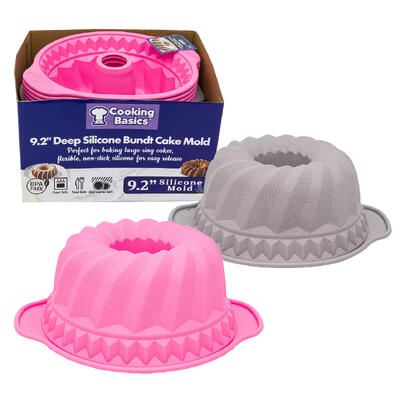 wholesale Cooking Basics Deep Silicone Bundt Cake Mold, 9.2 in, Assorted Colors, BPA Free
