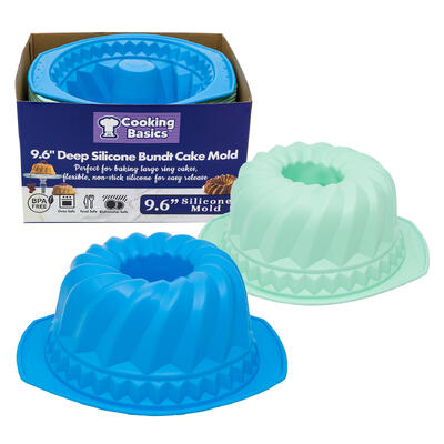 wholesale Cooking Basics Deep Silicone Bundt Cake Mold, 9.6 in, Assorted Colors, BPA Free