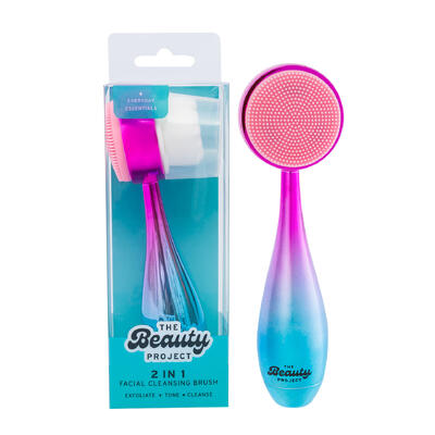wholesale The Beauty Project 2 In 1 Facial Cleansing Brush Pink and Teal