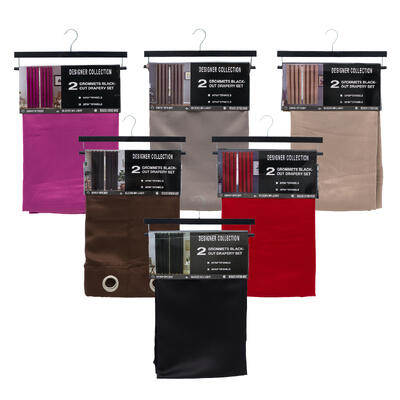 wholesale Sunrise Blackout Drapery Set, 2 Grommet Panels, 38 x 84", 2 Pieces, Assorted Colors