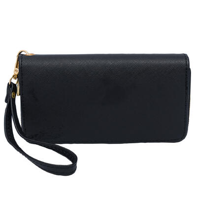 wholesale Park Ave Collection Double Zipper Wallet - Black