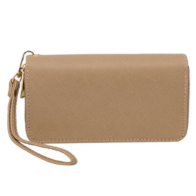 wholesale Park Ave Collection Double Zipper Wallet - Beige