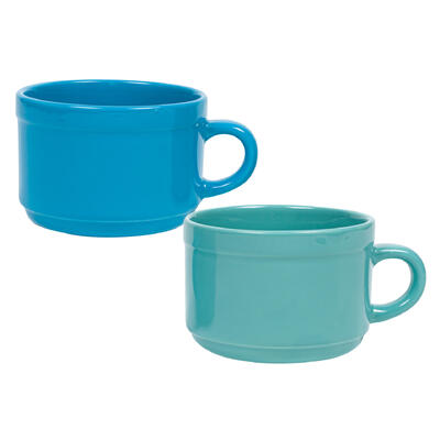 wholesale Soup Mug, 22 oz/650ml, Ceramic, Blue and Teal, Assorted