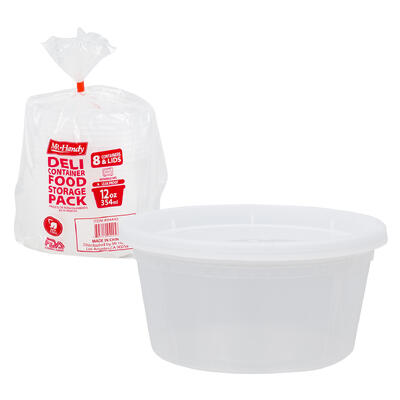 wholesale Mr. Handy Deli Container Food Storage Pack - 8 Containers & Lids - 12oz/354ml - Leak Proof and Microwave Safe