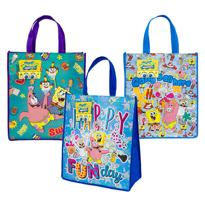 wholesale SpongeBob Squarepants Reusable Tote Bags, 16 in, Assorted Colors