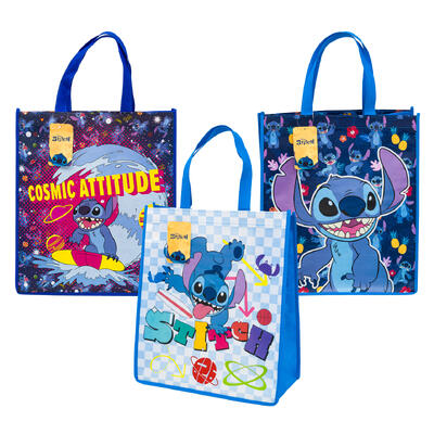 wholesale Disney Stitch Reusable Tote Bags, 16 in, Assorted Colors