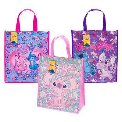 wholesale Disney Stitch Reusable Tote Bags, 16 in, Angel and Stitch, Assorted Colors